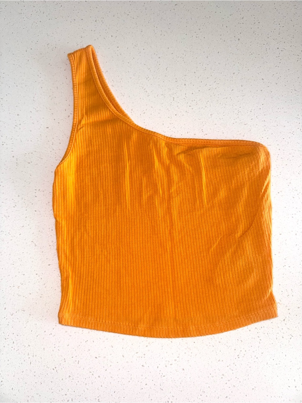 Garage One-Shoulder Ribbed Crop Top in Orange
